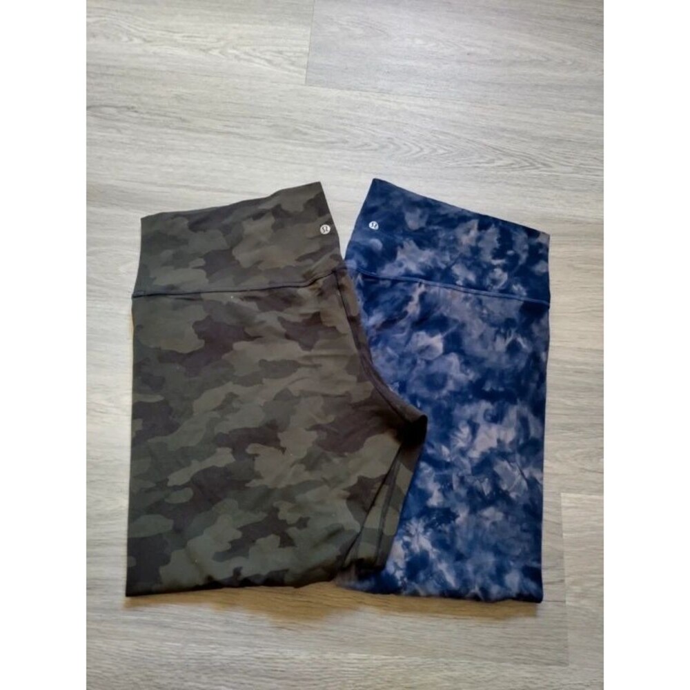 Lululemon Lot Of 2 High Rise Align tie dye Camo Crop Sz 20